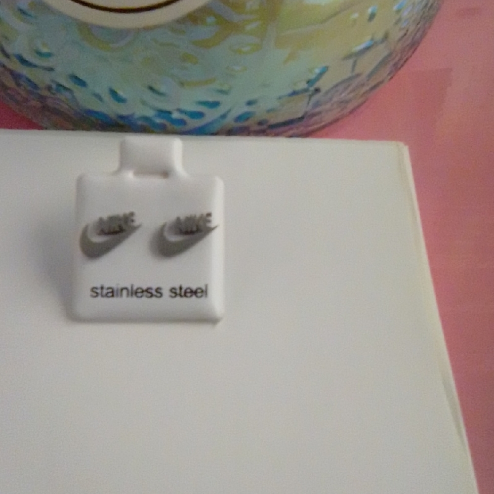 Nike Silver Logo Stud Earrings